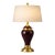 Hollywood Regency Eggplant & Brass Table Lamp With New 17” Shade For Sale
