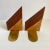 Mid 20th Century Vintage Wood Bookends Stacked Inlay Brass Geometric Shape a Pair For Sale - Image 5 of 11