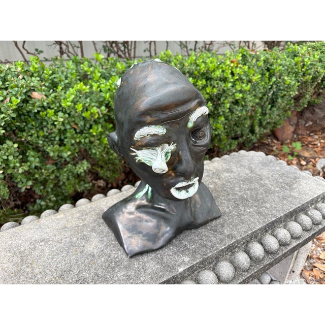 1960s Mid-Century Glazed Pottery Surrealist Bust Sculpture For Sale - Image 5 of 12