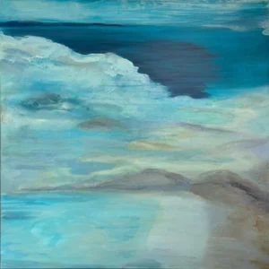Coastal Contemporary Dreamscape – Large Abstract Seascape Painting in Cerulean Blue & Aqua Tones for Modern Interiors
