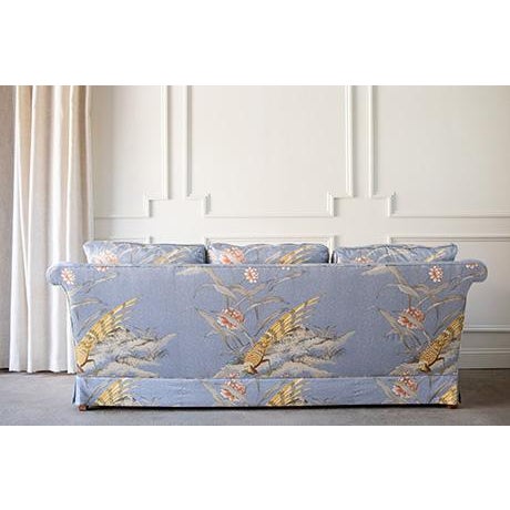 Baby Blue 20th Century Southwood & Co Postmodern Pheasant Floral Sofa For Sale - Image 8 of 13