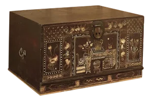 19th Century Indian Hand-Painted Trunk