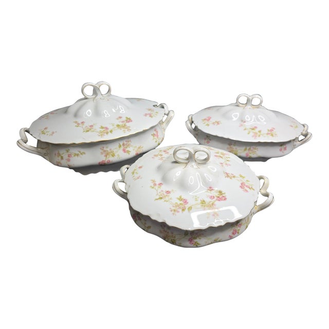 Antique Heinrich and Co. Selb, Bavaria Ranson Porcelain Covered Tureens - Set of 3 For Sale