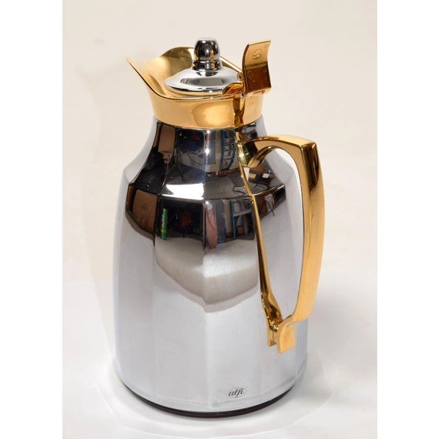 1950s Vintage Alfi Gold Plated Stainless Steel Thermos 1 Liter Carafe