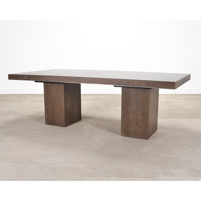 Modern Bernhardt Linea Cerused Oak Modern Pedestal Dining Table 7.5 Ft For Sale - Image 3 of 17