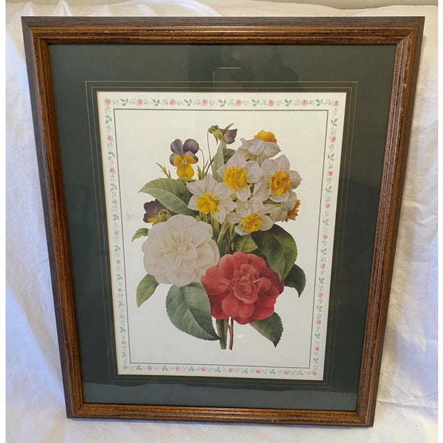 Green Vintage Floral Lithograph Still Life For Sale - Image 8 of 8