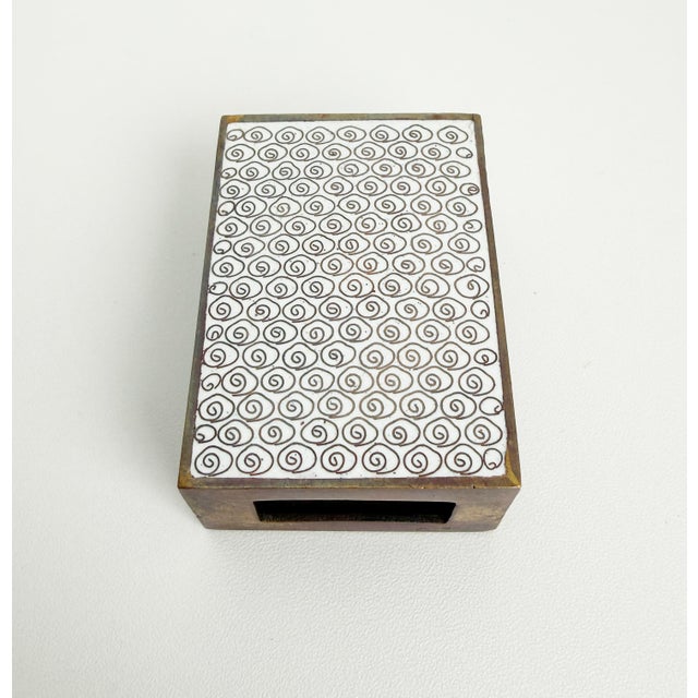 Vintage Cloisonne Smoke Box & Matchbox Cover Set For Sale - Image 9 of 14