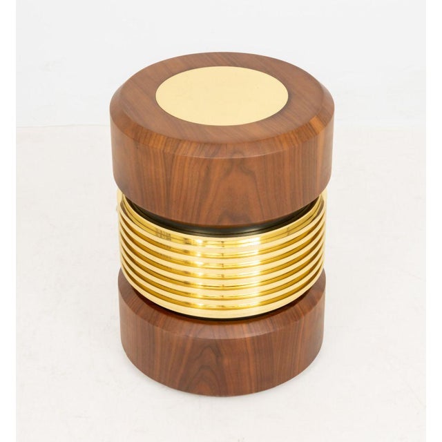 Hannoi Walnut and Gold-Tone Brass Side Table For Sale In New York - Image 6 of 7