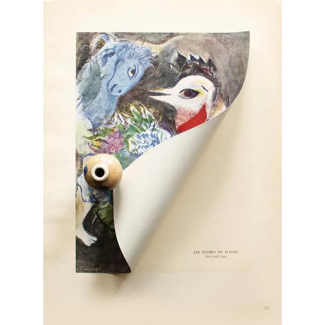 Abstract 1947 After Marc Chagall "The Feathers in Flowers", First Edition Offset Lithograph For Sale - Image 3 of 7