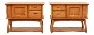Solid Wood Bedside Table Set, 1940, Set of 2