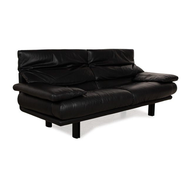 Alanda Two Seater Black Leather Sofa by Paolo Piva for B&b Italia / C&b Italia For Sale - Image 12 of 17