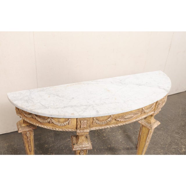 Mid 20th Century Italian Marble Top Console W/ Swag Accents For Sale In Atlanta - Image 6 of 12