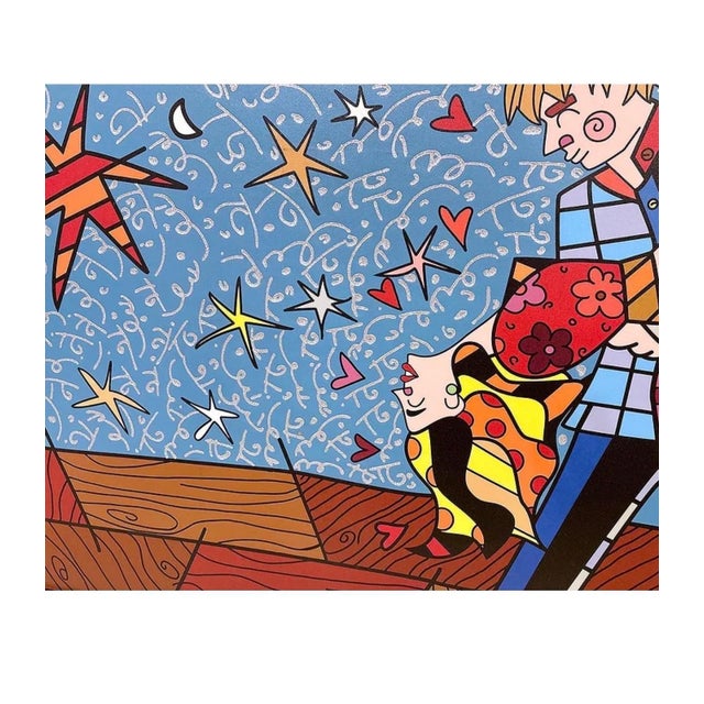 Pop Art Romero Britto, Large Romero Britto Mixed Media Diamond Dust Giclee Pop Art Cubism Hollywood, 2022 For Sale - Image 3 of 14