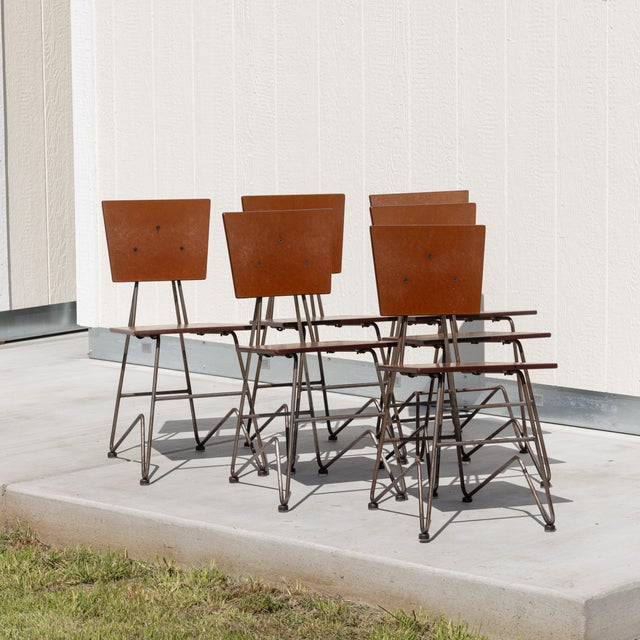 2000 - 2009 Set of 6 Vintage Chipotle Composite and Steel Dining Chairs – Attributed to Steve Sauer | Bruce Gueswel For Sale - Image 5 of 10