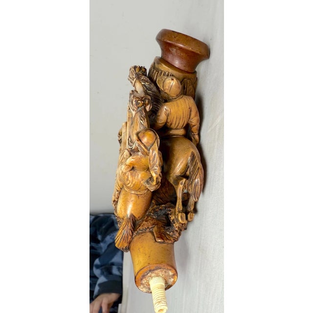 Alabaster Huge Antique 19th Century Hand Carved Man Lady Horse Dog Meerschaum Smoking Pipe For Sale - Image 8 of 16
