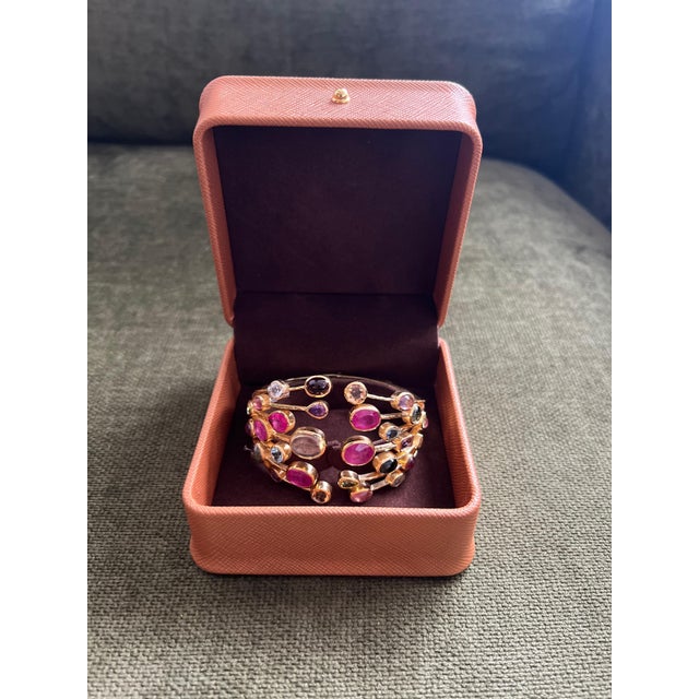 Bochic "Capri" Ruby & Multi Natural Gem Cuff Set In 18K Gold & Silver For Sale - Image 9 of 18