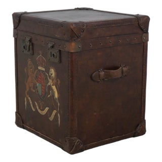 Theodore Alexander Leather Wrapped Lidded Box End Table For Sale