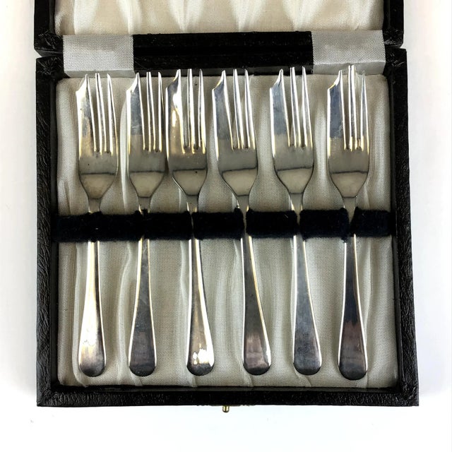 Contemporary Vintage Sheffield England Silver Plated Cocktail Forks - Set of 6 For Sale - Image 3 of 10