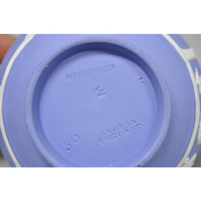 Antique Wedgwood Blue Jasperware Tea Set W/ Tea Pot Creamer Sugar Bowl 3 Pc Set For Sale - Image 13 of 15