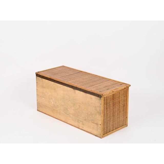 Mid-Century Modern French Riviera Storage Chest in Bamboo and Wicker, Italy, 1970 For Sale - Image 12 of 13