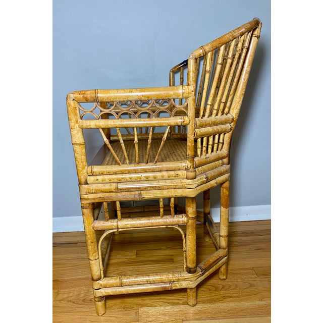 Mid 20th Century Vintage Brighton Pavilion Style Chinese Chippendale Rattan & Woven Cane Armchair For Sale - Image 9 of 12