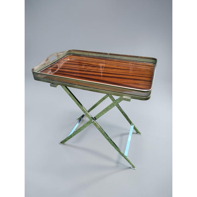 Metal Vintage Folding Side Table with Removable Tray, 1970s For Sale - Image 7 of 10