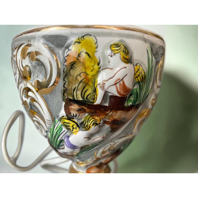 Portuguese Porcelain Hand Painted Table Lamps by Alcobaça Porcelain Factory, Set of 2 For Sale - Image 10 of 18