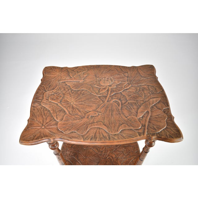 1900's Japanese Sculpted Wooden Tea Table For Sale - Image 6 of 12