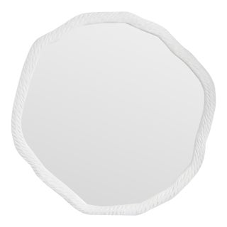 Matthew Izzo Home Cadence White Metal Round Wall Mirror For Sale