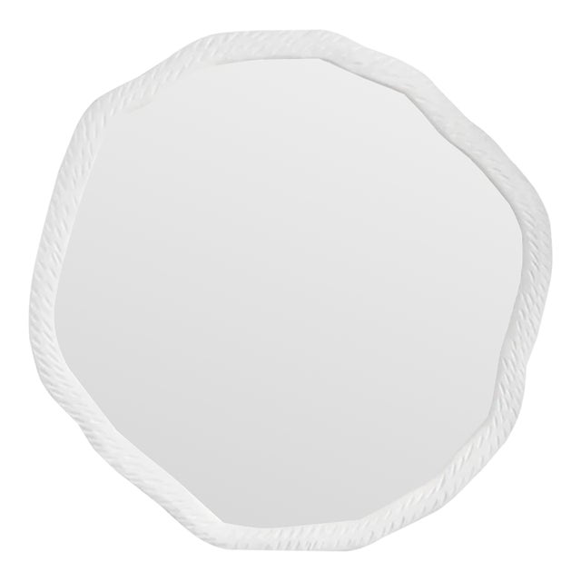 Matthew Izzo Home Cadence White Metal Round Wall Mirror For Sale