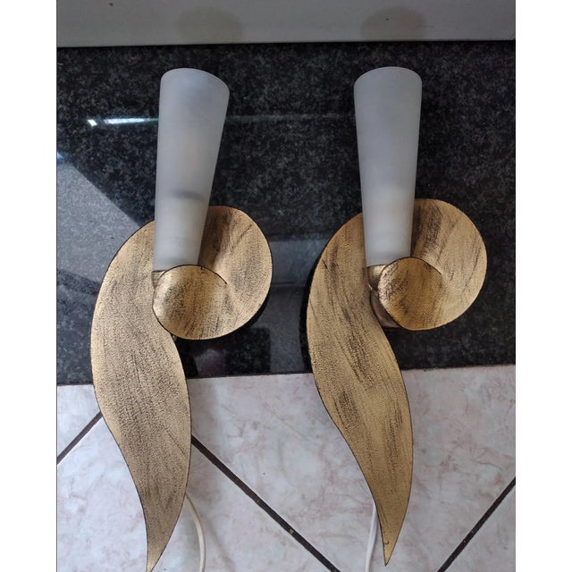 Gold Mid-Century Modern Gilded Murano Glass Wall Lights from Banci Firenze, 1970s, Set of 2 For Sale - Image 8 of 10