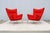 Fabulous mid-century modern pair of CH445 Wing lounge chairs in red wool fabric, designed by the famous Danish designer...