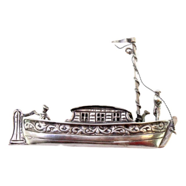 Silver Boat with Applications and Relief Figures For Sale