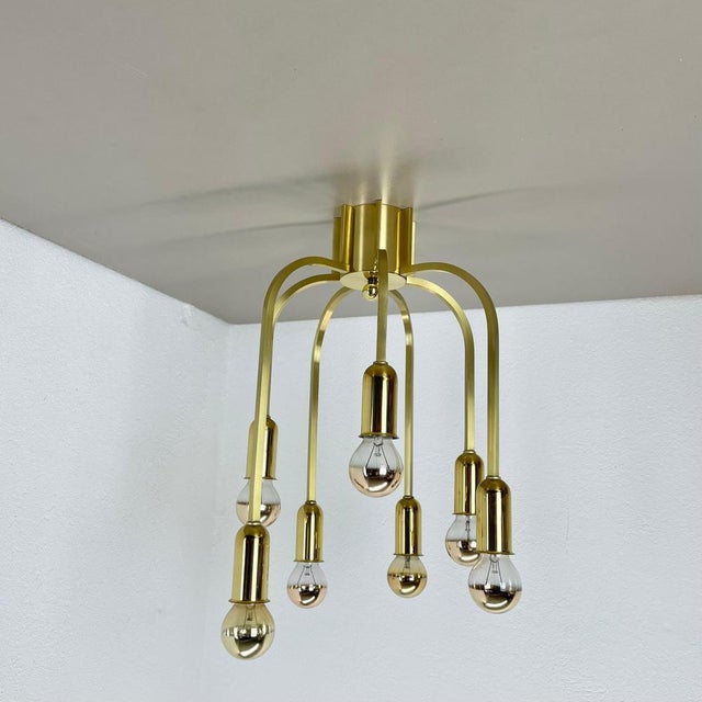 Article: brass ceiling light, flush mount Origin: Italy Age: 1970s This vintage modernist ceiling light was produced in...