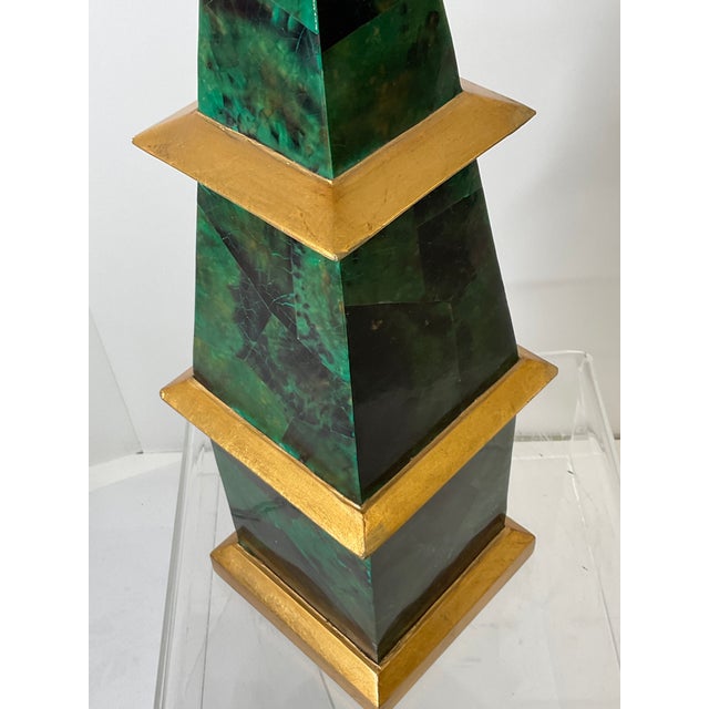 Vintage Faux Malachite Enameled Obelisk For Sale - Image 11 of 12