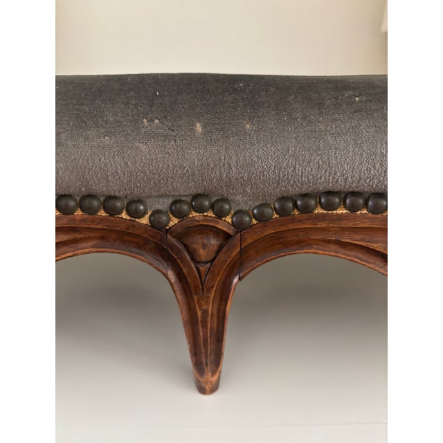 19th Century Antique French Low Stool / Antique French Kneeling Stool / Antique French Upholstered Footstool For Sale - Image 5 of 17
