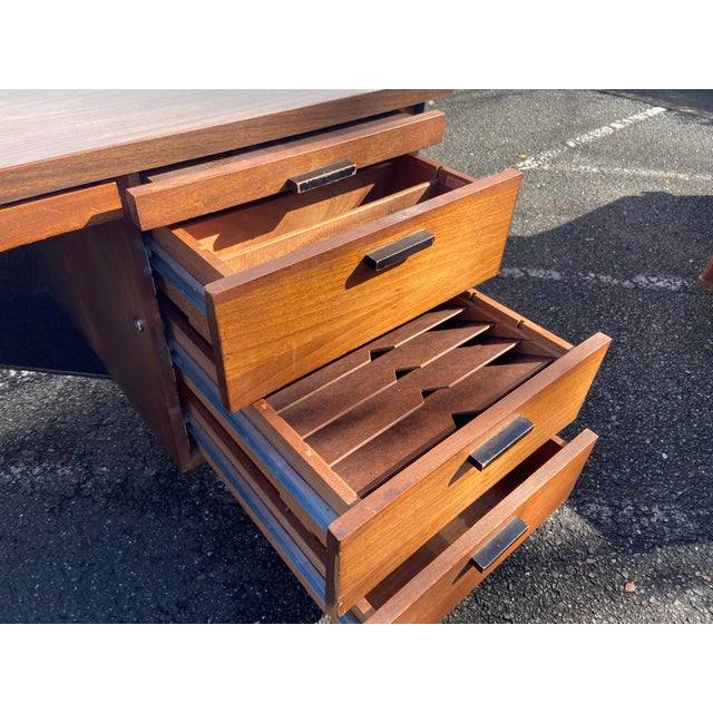 Vintage Mid Century Modern Executive Desk For Sale - Image 10 of 12