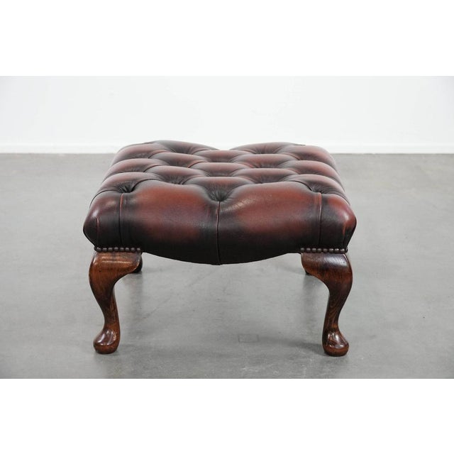 Dark Brown Chesterfield Footstool in Cowhide For Sale - Image 5 of 12