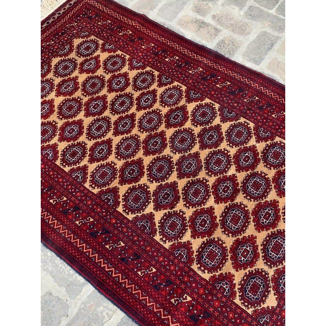 4.1 X 6.5 Handmade Afghan Rug - Living Room Carpet For Sale - Image 4 of 7