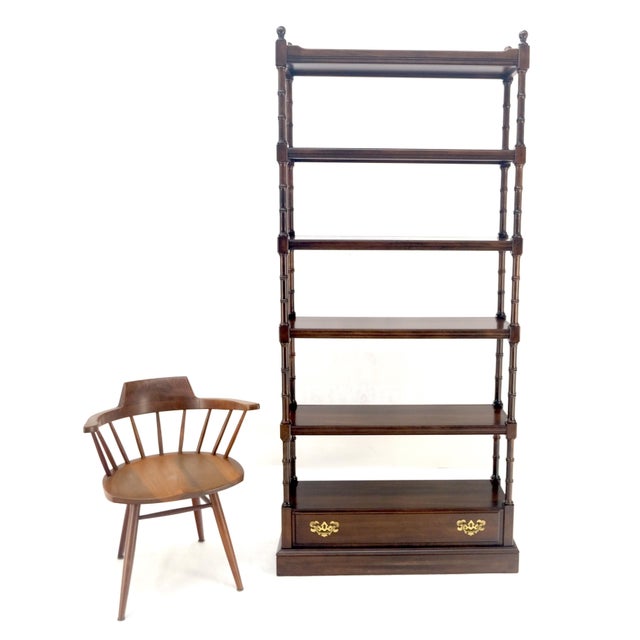 Faux Bamboo 6 Tier One Drawer Etagere Solid Cherry MINT For Sale - Image 11 of 13