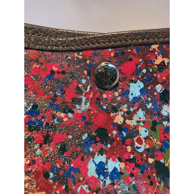 Hermes Pointillism Hand Painted Garden Party 35 Tote For Sale - Image 12 of 12