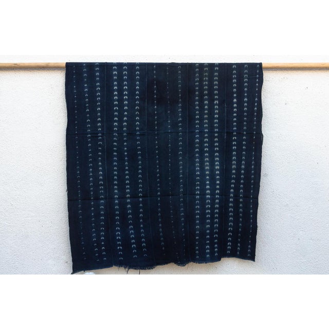African Vintage African Mossi "Sahelian Ripple" Indigo Throw For Sale - Image 3 of 5