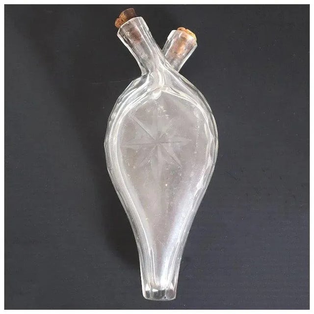 Victorian English Etched Glass Double Neck Gimmel Flask Perfume Bottle For Sale - Image 3 of 8