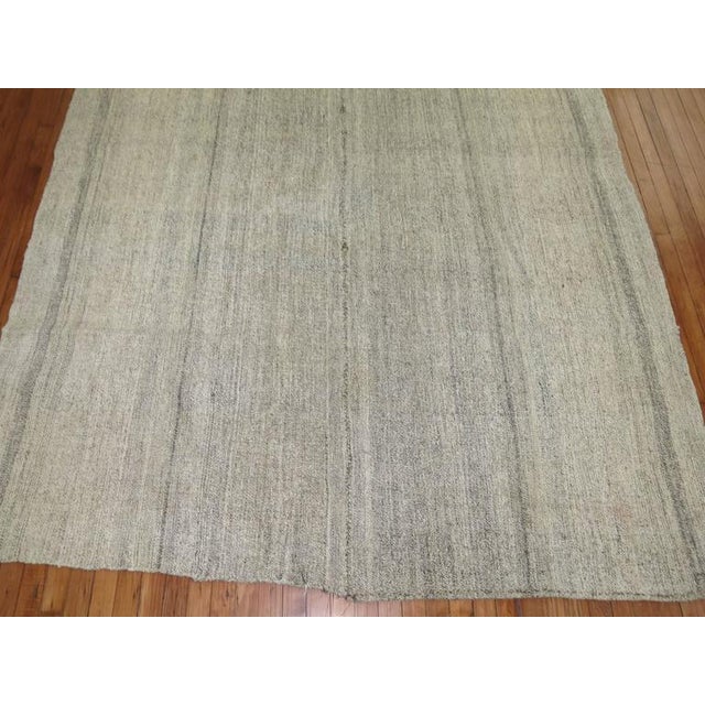 Mid 20th Century Vintage Zabihi Collection Gray Turkish Minimalist Kilim - 6'8" x 9'11" For Sale - Image 5 of 6