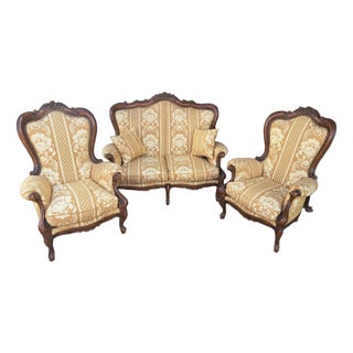 Antique Italian Living Room Set, 1890s, Set of 3 For Sale