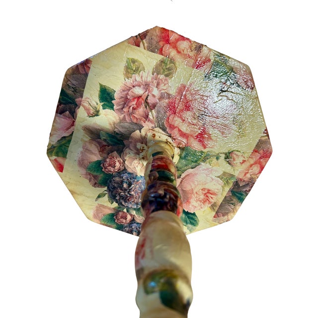 Vintage Maximalist All-Over Decoupage Octagonal Pedestal Accent Table For Sale - Image 4 of 5