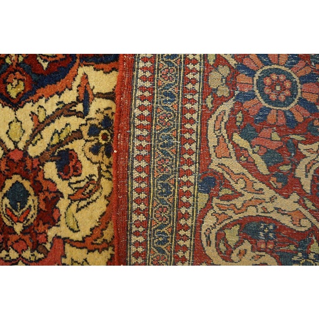 1920s Ivory Red Medallion Classic Antique Persian Isfahan Rug 4'8" X 6'10" Handknotted Wool Carpet For Sale - Image 4 of 6