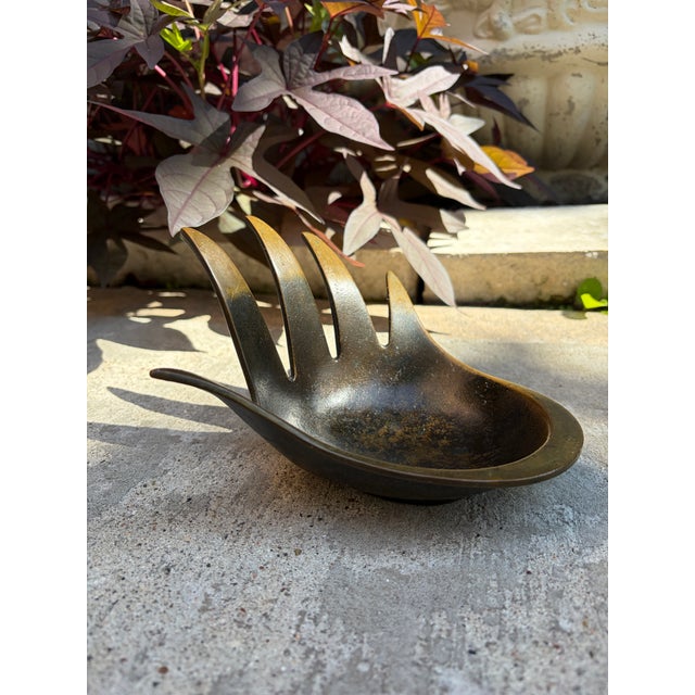 Metal Vintage Brutalist Walter Bosse Sculptural Bronze Hand Bowl or Ashtray, Herta Baller, Austria, 1950s For Sale - Image 7 of 12