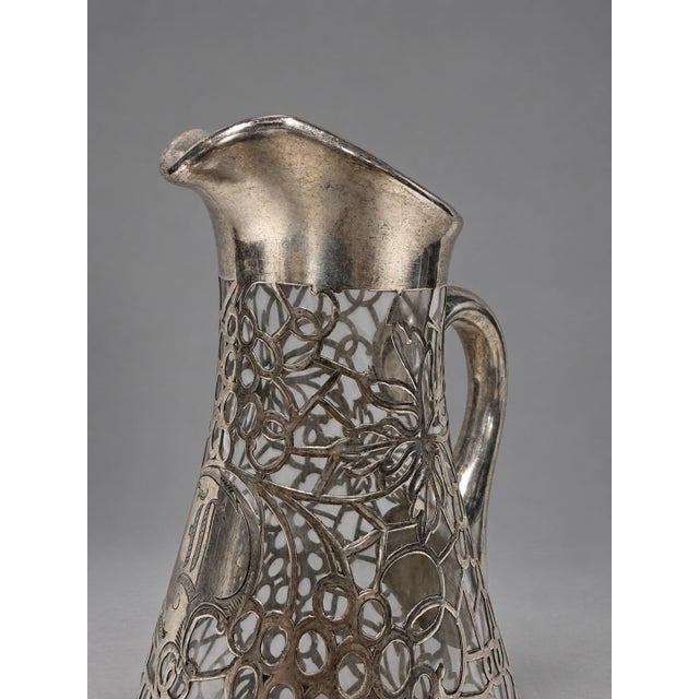 1900s American Sterling Silver Webbed Overlay Glass Pitcher, Alvin For Sale - Image 10 of 10
