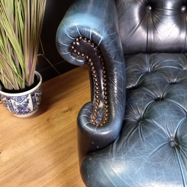 Chesterfield Barrelback Blue Club Chair, 1970s For Sale - Image 15 of 18